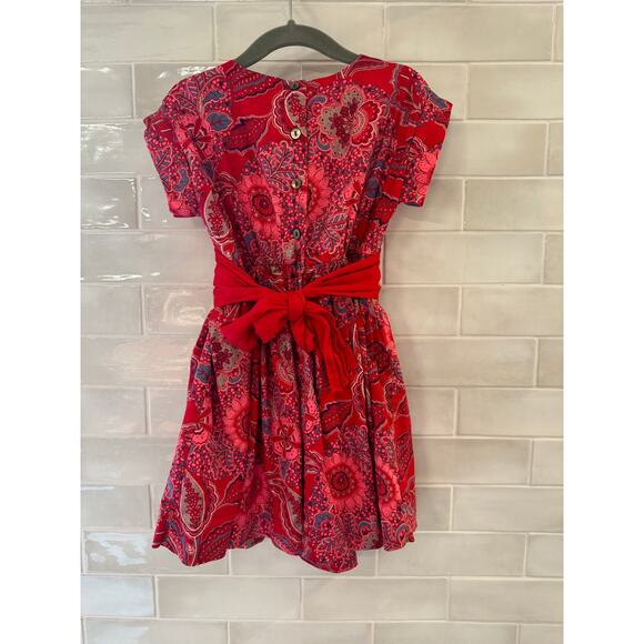 Tea Collection Adaira Sash Red Paisley Dress Size 4 - Picture 6 of 6
